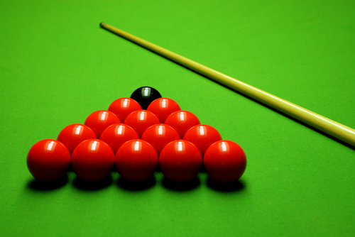 Snooker Balls and Cue